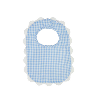 Personalized Blue Gingham Scallop Bib