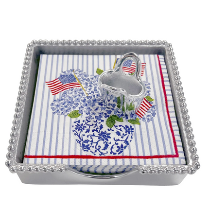 Flags & Hydrangeas Tote Beaded Napkin Box Set