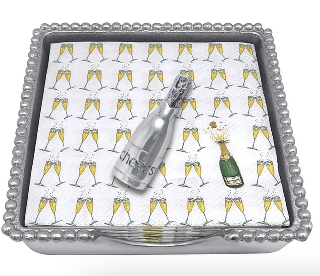 Champagne Bottle Beaded Napkin Box