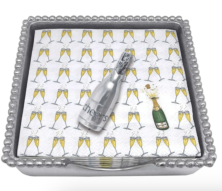 Champagne Bottle Beaded Napkin Box