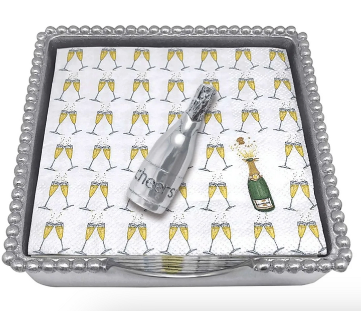 Champagne Bottle Beaded Napkin Box
