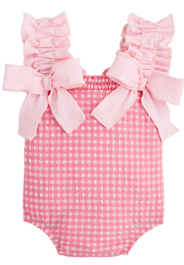 Girls' Crinkle Check Swimsuit