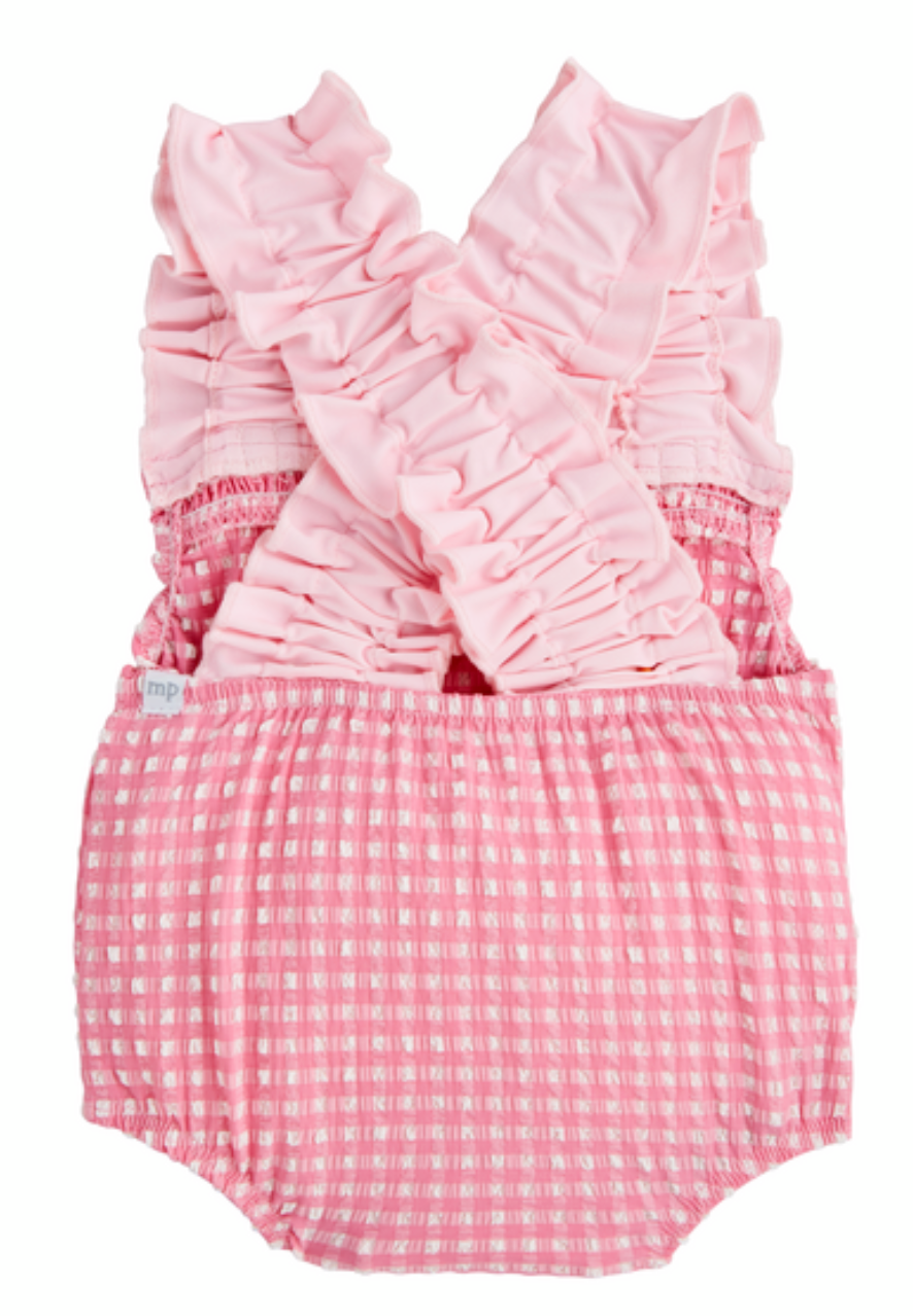 Girls' Crinkle Check Swimsuit