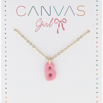 Viola Enamel Coated Letter Children's Necklace in Shiny Gold
