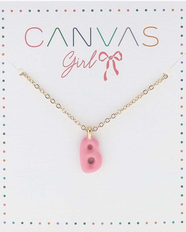 Viola Enamel Coated Letter Children's Necklace in Shiny Gold