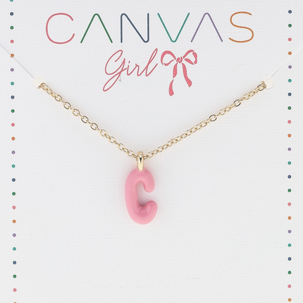 Viola Enamel Coated Letter Children's Necklace in Shiny Gold