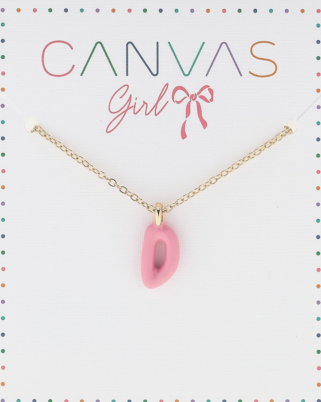Viola Enamel Coated Letter Children's Necklace in Shiny Gold