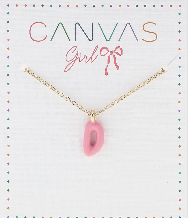 Viola Enamel Coated Letter Children's Necklace in Shiny Gold