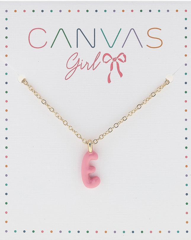 Viola Enamel Coated Letter Children's Necklace in Shiny Gold