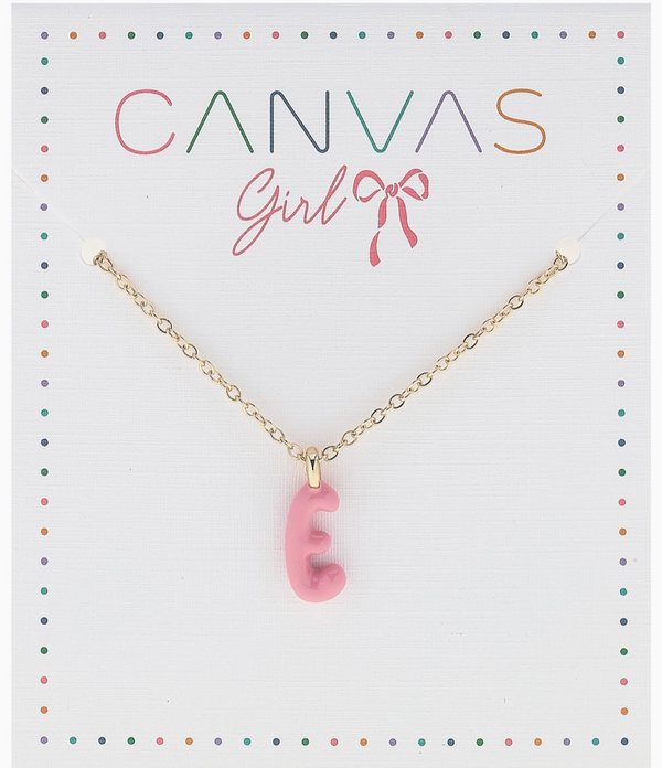 Viola Enamel Coated Letter Children's Necklace in Shiny Gold