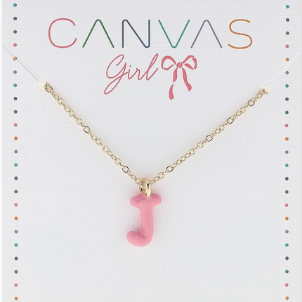 Viola Enamel Coated Letter Children's Necklace in Shiny Gold