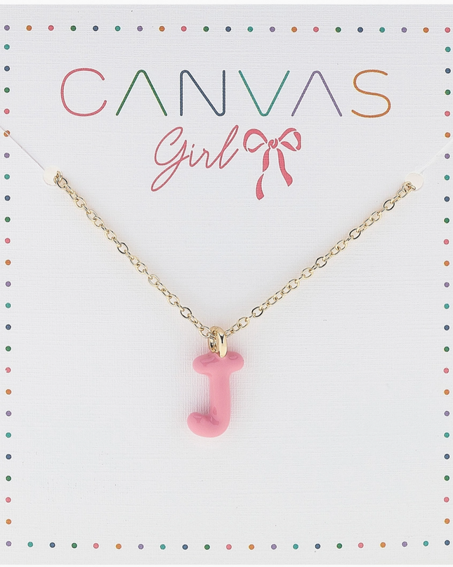 Viola Enamel Coated Letter Children's Necklace in Shiny Gold