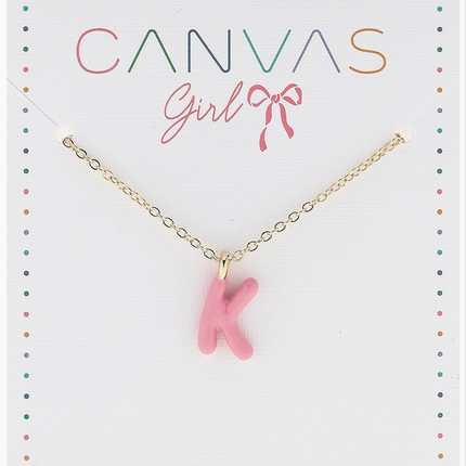 Viola Enamel Coated Letter Children's Necklace in Shiny Gold