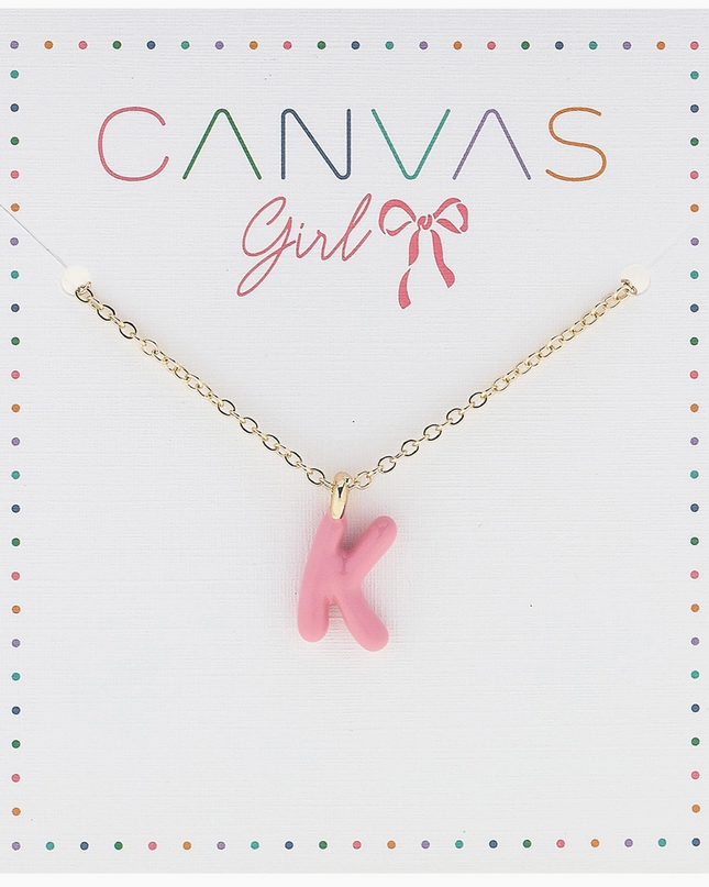 Viola Enamel Coated Letter Children's Necklace in Shiny Gold