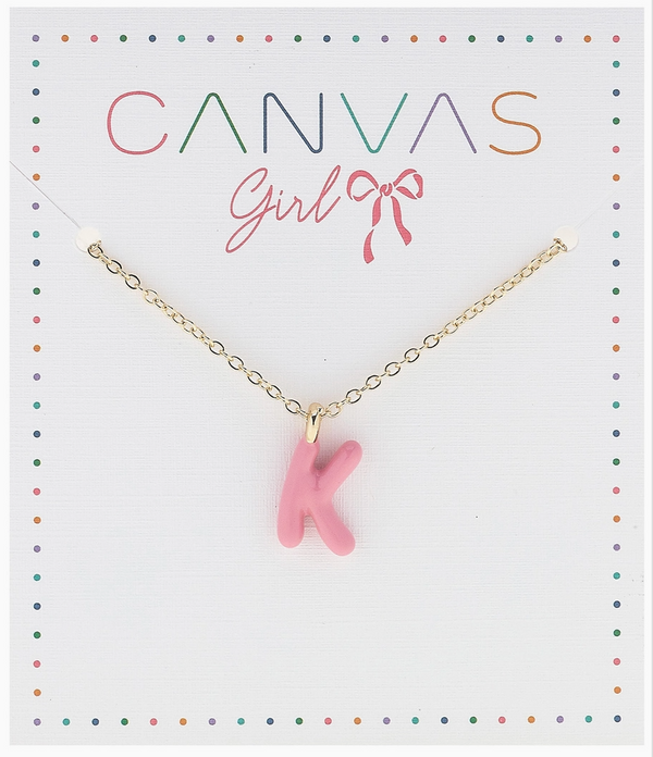 Viola Enamel Coated Letter Children's Necklace in Shiny Gold