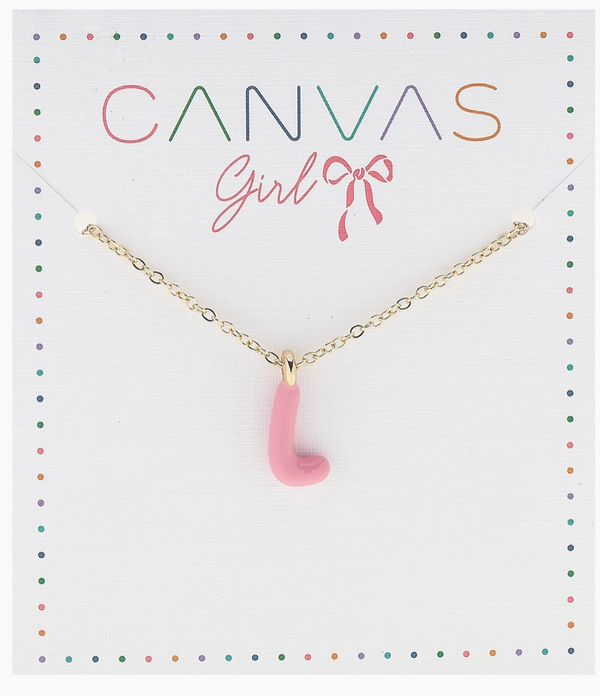 Viola Enamel Coated Letter Children's Necklace in Shiny Gold