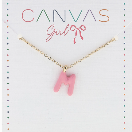 Viola Enamel Coated Letter Children's Necklace in Shiny Gold