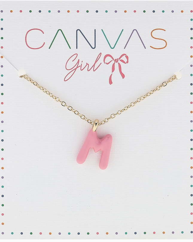 Viola Enamel Coated Letter Children's Necklace in Shiny Gold
