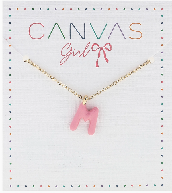 Viola Enamel Coated Letter Children's Necklace in Shiny Gold