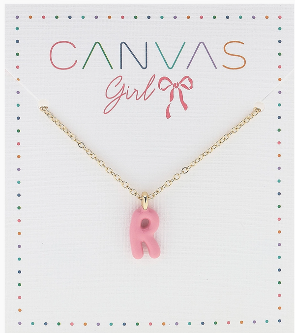 Viola Enamel Coated Letter Children's Necklace in Shiny Gold