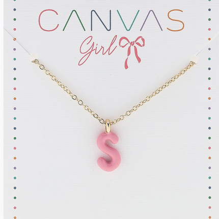Viola Enamel Coated Letter Children's Necklace in Shiny Gold