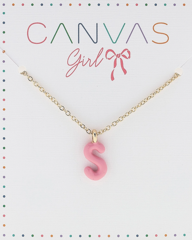 Viola Enamel Coated Letter Children's Necklace in Shiny Gold