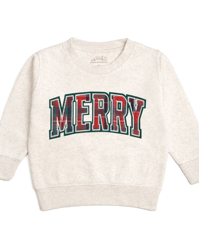 Merry Tartan Patch Christmas Sweatshirt