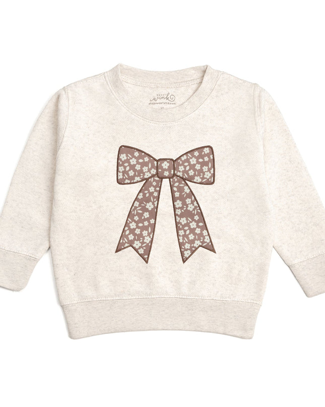 Mocha Floral Bow Patch Sweatshirt