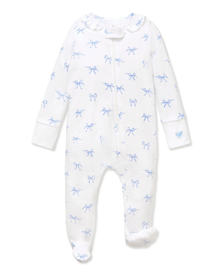 Baby Pima Romper in Blue Bows