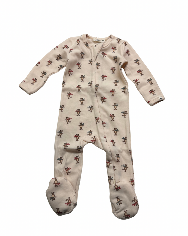 Skating Bears Baby Rib Zipper Footie