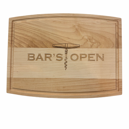 Arched Artisian Maple Board - Bar's Open