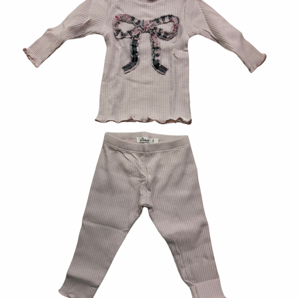 Pink Tartan Ruffle Bow Mockneck Long Sleeve 2pc Set