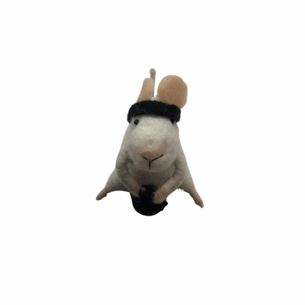 Handmade Wool Felt Workout Mouse Ornament