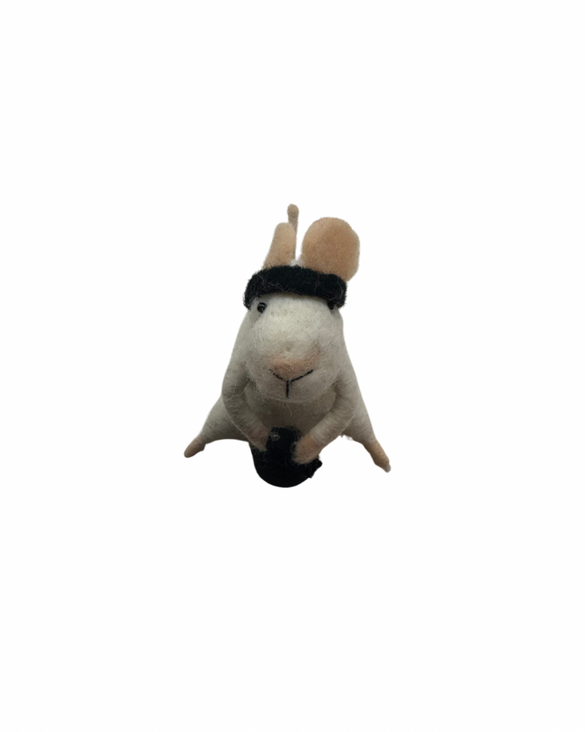 Handmade Wool Felt Workout Mouse Ornament