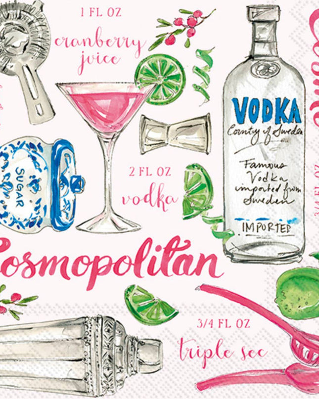 Paper Cocktail Napkins Pack of 20 Cosmopolitan