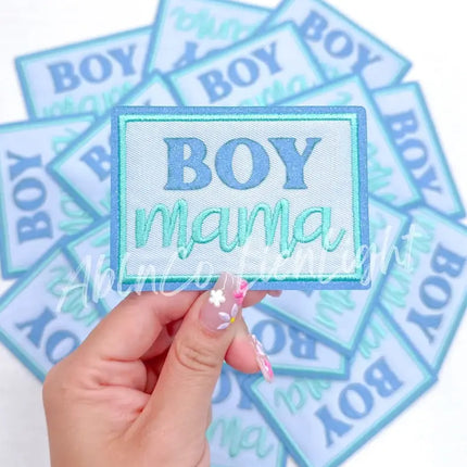 DEFECT boy mama blue glitter embroidery hat patch iron on
