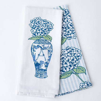 Hydrangea Initial Kitchen Towel Set