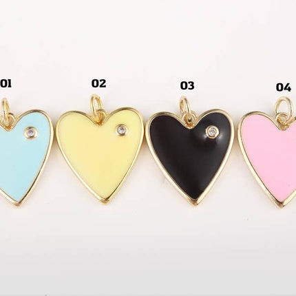 Enamel Heart Charm Pendant in Gold Filled, CP1211