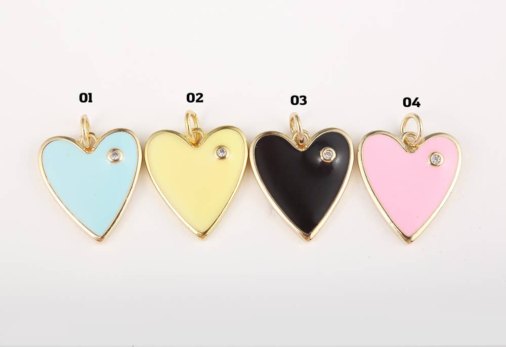 Enamel Heart Charm Pendant in Gold Filled, CP1211