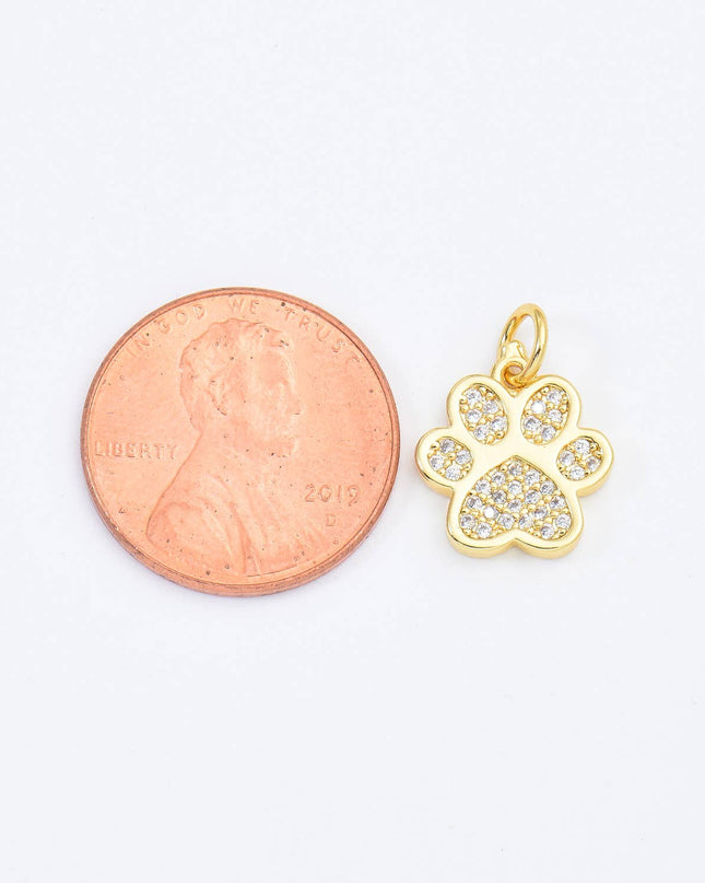 Gold Filled Paw Print Charm, Dog Cat Paw  Pendant CP1661
