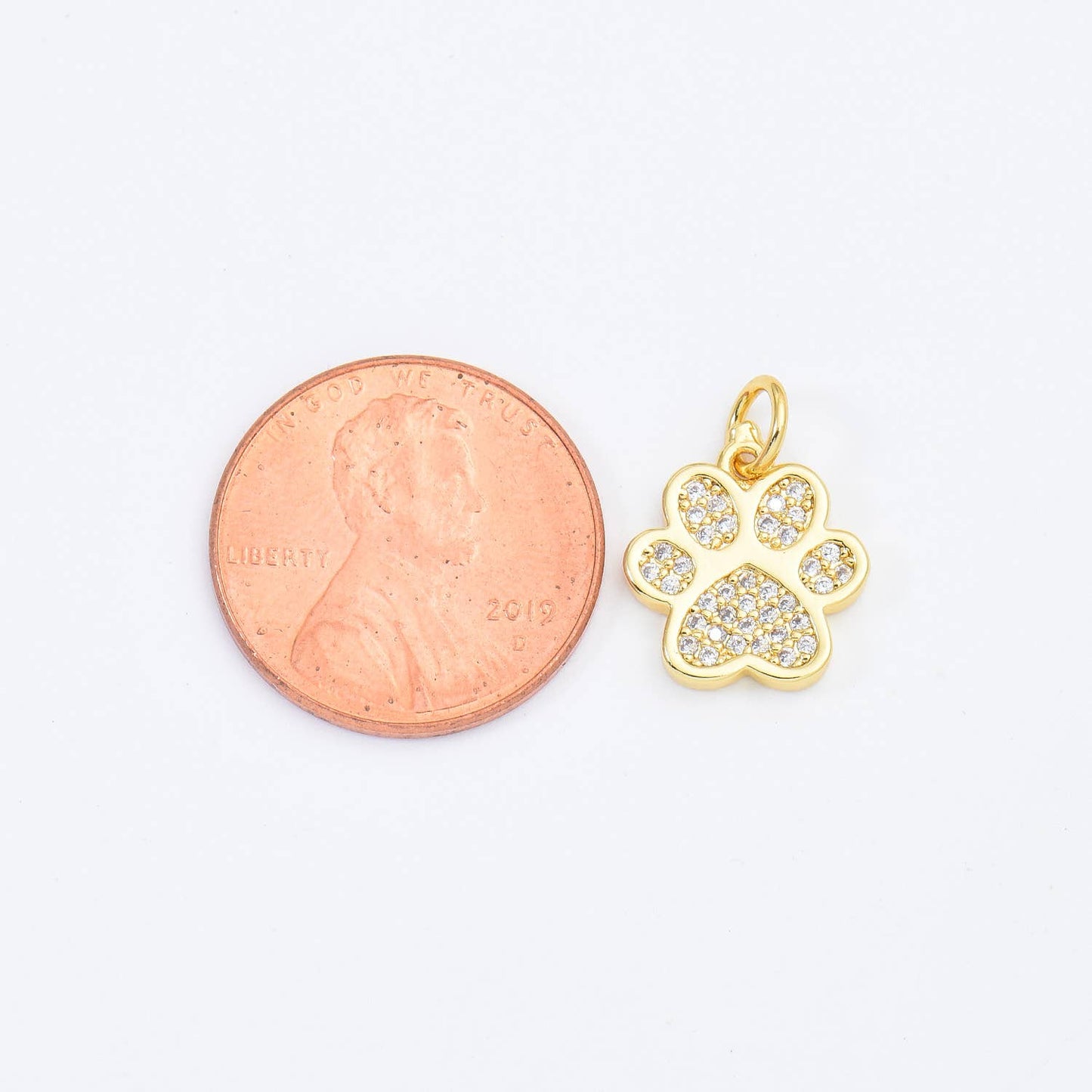 Gold Filled Paw Print Charm, Dog Cat Paw  Pendant CP1661