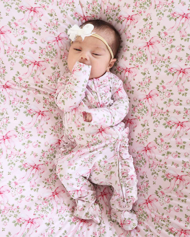 Bows in Bloom Ruffle Zipper Footie