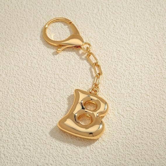 Bubble Letter Monogram Bag Charm Key Chain