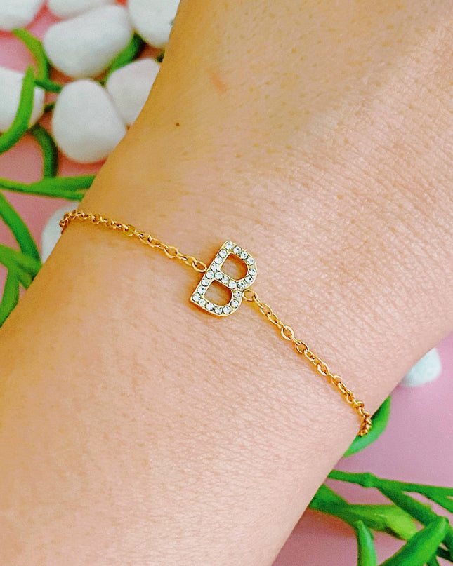 Dainty Sparkle Initial Bracelet