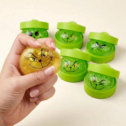 12PCS - Glitter Christmas Grinch Mystery Squishy Dumpling Stress Relief Squishy Toy