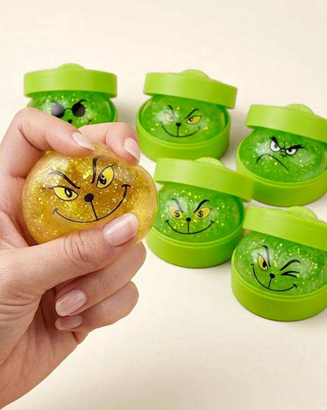Glitter Christmas Grinch Squishy Dumpling  Toy