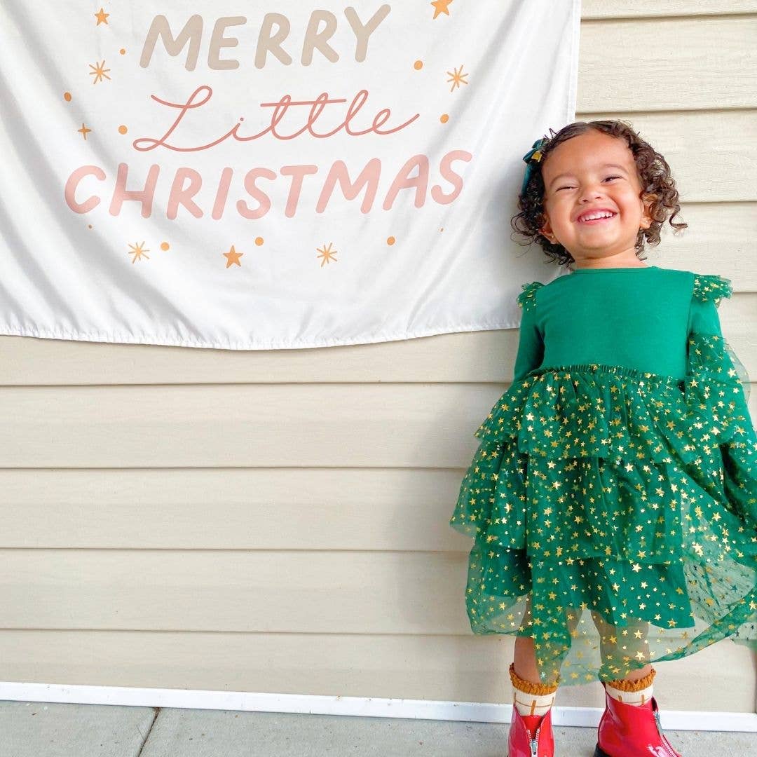 Emerald Green Shimmer Christmas Long Sleeve Tutu Dress