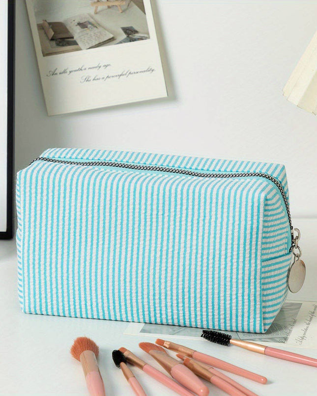 Personalized Striped Cosmetic Bag