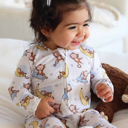 Monkey See, Monkey Snooze Zipper Footie