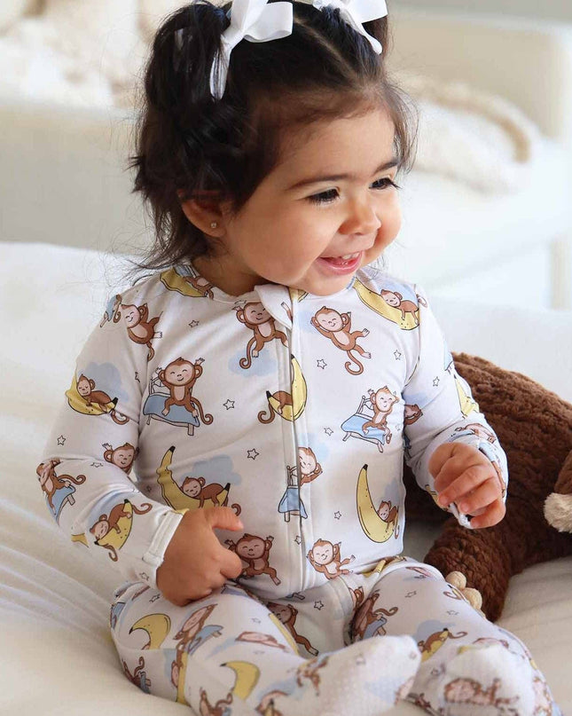Monkey See, Monkey Snooze Zipper Footie